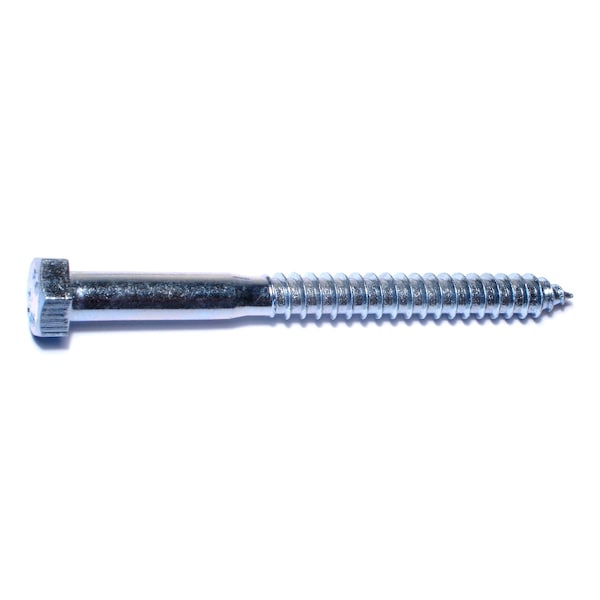 Midwest Fastener Lag Screw, 1/2 in, 5-1/2 in, Steel, Zinc Plated Hex Hex Drive, 4 PK 35083 - main